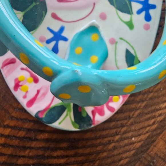 Key West Ceramic Wall Art Sculpture Flip Flops M. Ruley Roses Flowers - Picture 5 of 5